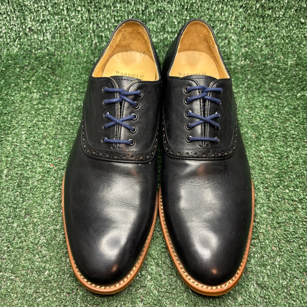 Warfield & Grand Kimball Brogue Wingtip Leather Oxford Dress Shoes Black Mens 8 - Picture 2 of 9